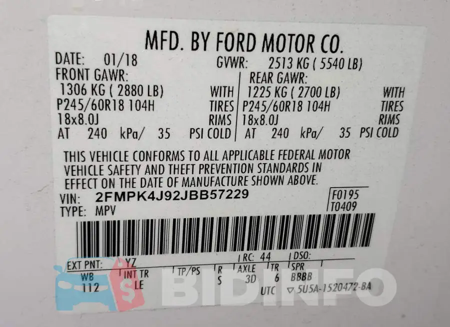2FMPK4J92JBB57229 Photo# 14
