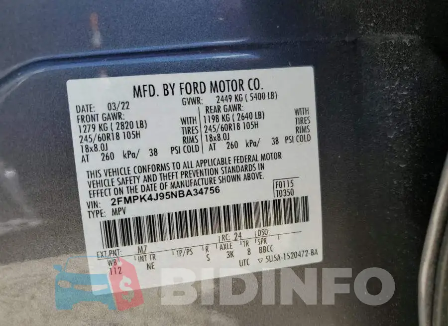 2FMPK4J95NBA34756 Photo# 14