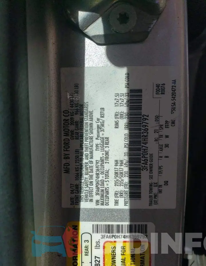 3FA6P0H74HR369792 Photo# 12