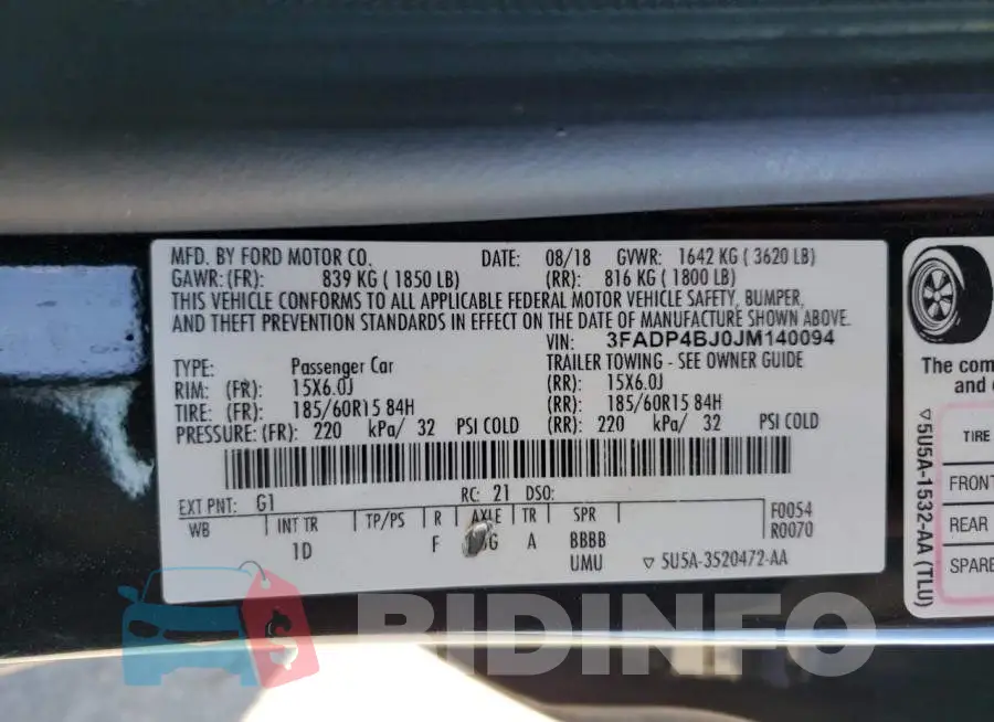 3FADP4BJ0JM140094 Photo# 12