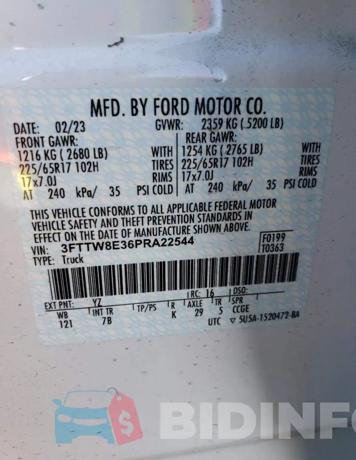 3FTTW8E36PRA22544 Photo# 13