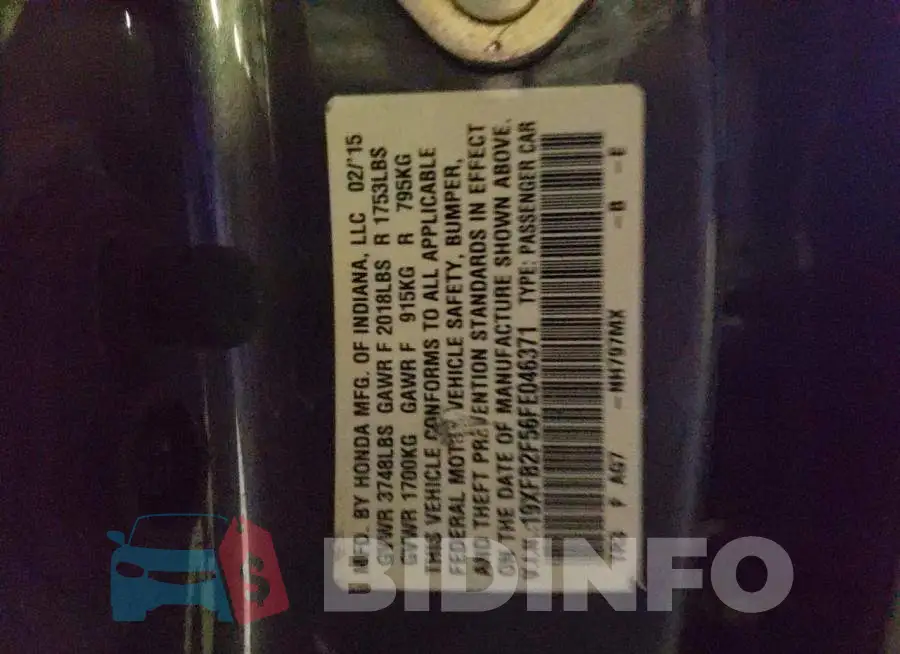 19XFB2F56FE046371 Photo# 13