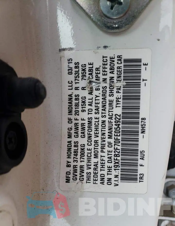 19XFB2F70FE054922 Photo# 12