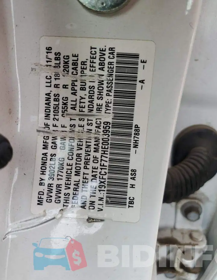 19XFC1F77HE003959 Photo# 12
