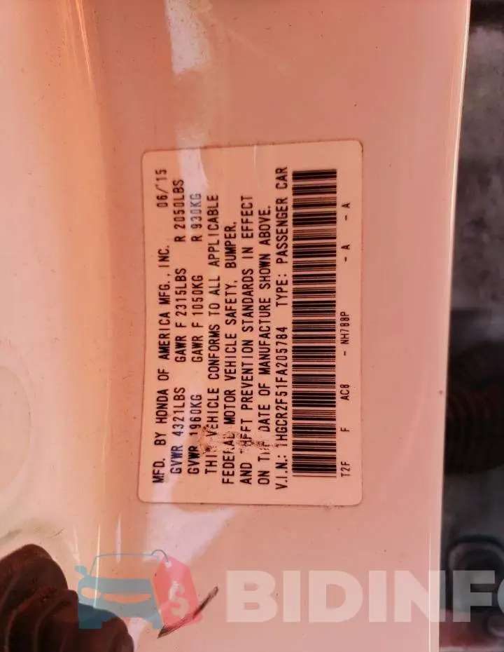 1HGCR2F51FA205784 Photo# 12