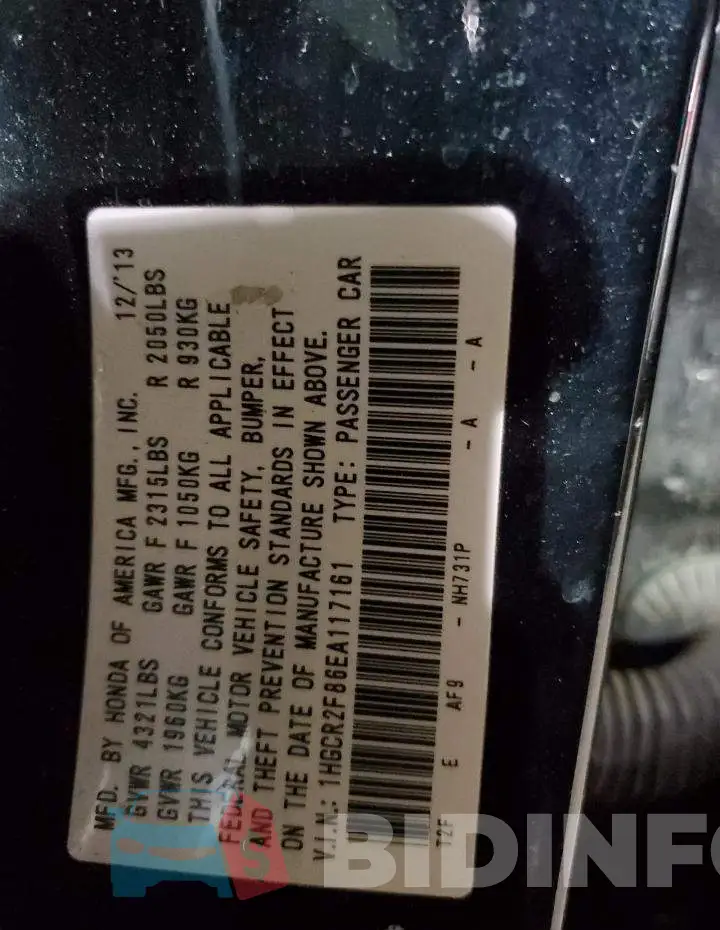 1HGCR2F86EA117161 Photo# 12