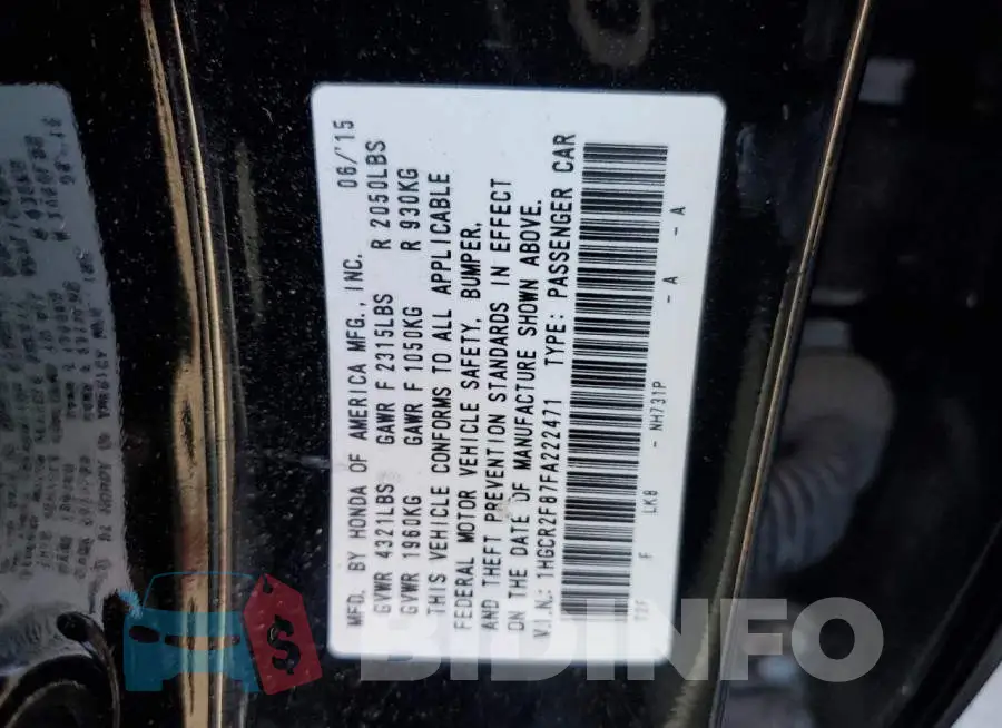1HGCR2F87FA222471 Photo# 12