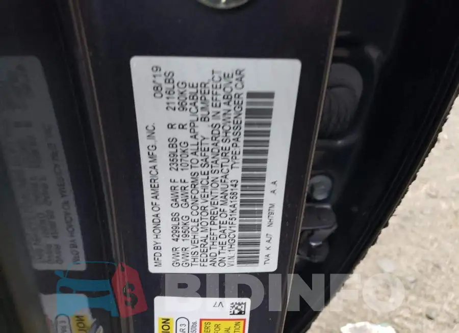 1HGCV1F51KA158143 Photo# 12