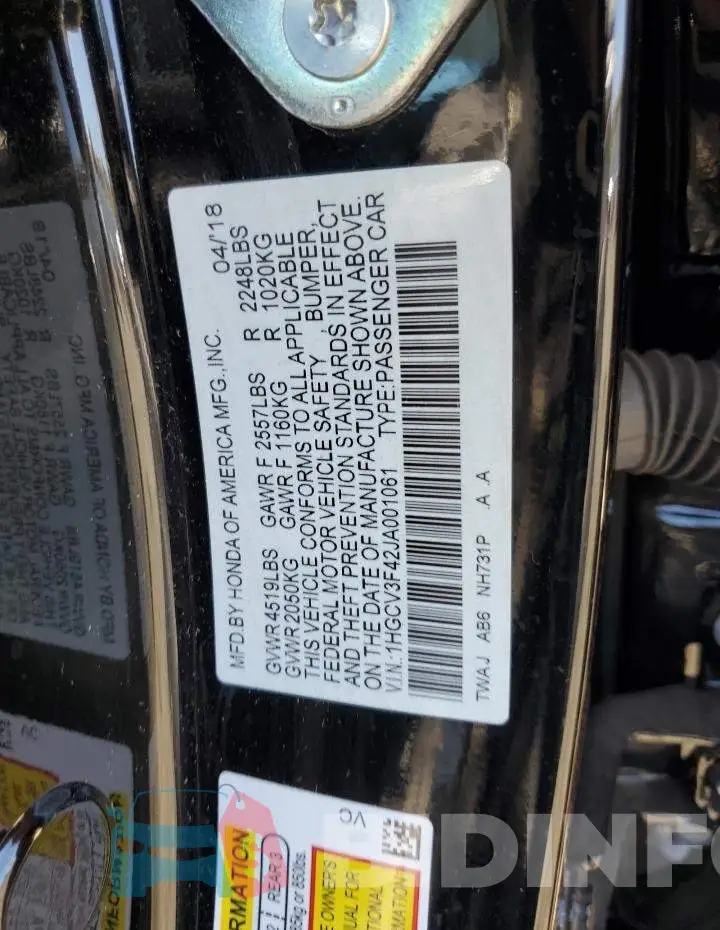 1HGCV3F42JA001061 Photo# 12