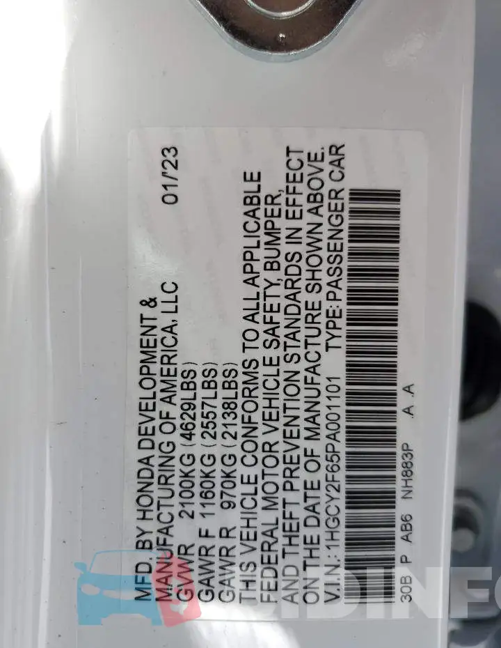 1HGCY2F65PA001101 Photo# 13