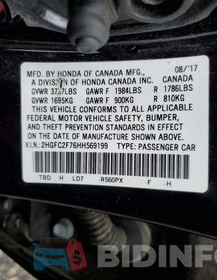 2HGFC2F76HH569199 Photo# 13
