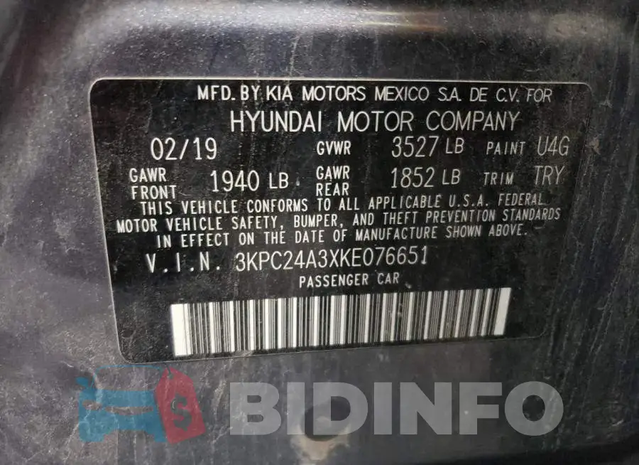 3KPC24A3XKE076651 Photo# 12