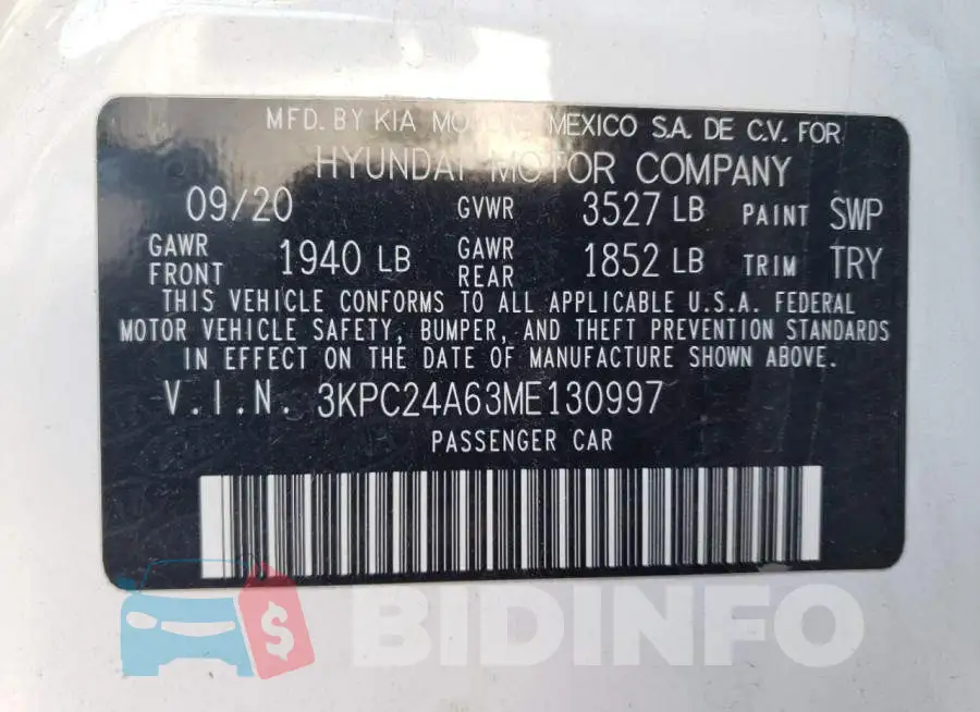 3KPC24A63ME130997 Photo# 12