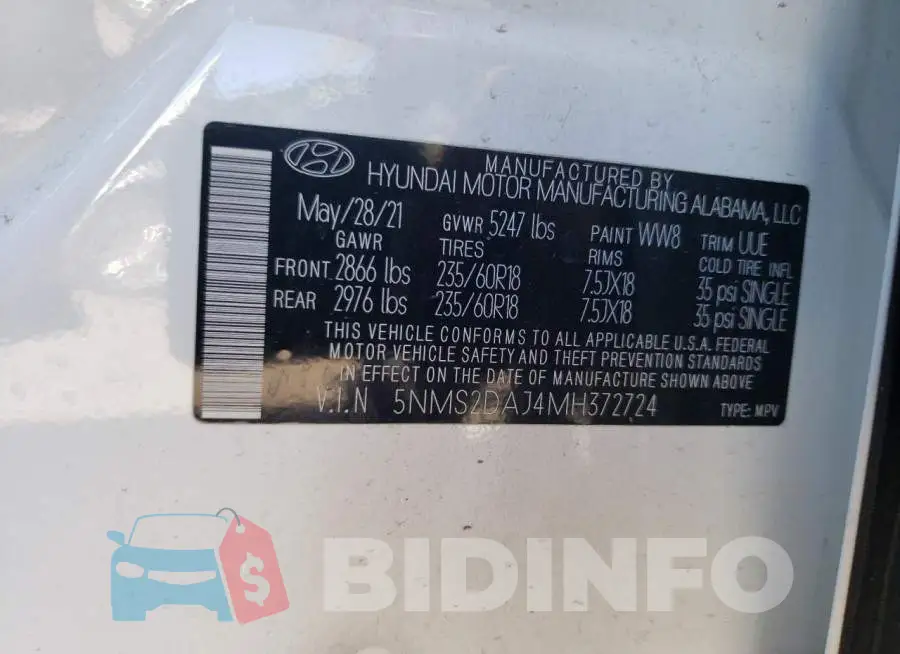 5NMS2DAJ4MH372724 Photo# 13