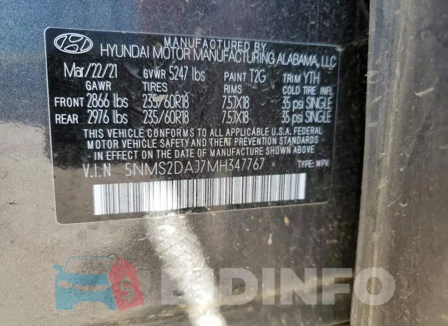 5NMS2DAJ7MH347767 Photo# 12