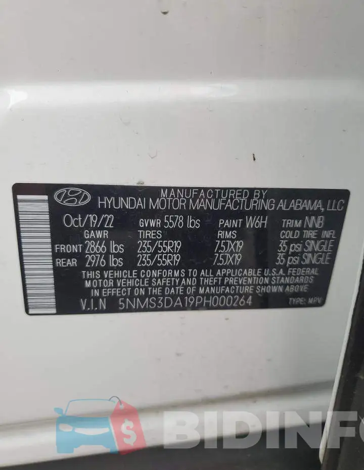5NMS3DA19PH000264 Photo# 13