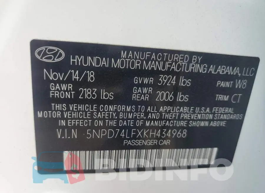 5NPD74LFXKH434968 Photo# 12