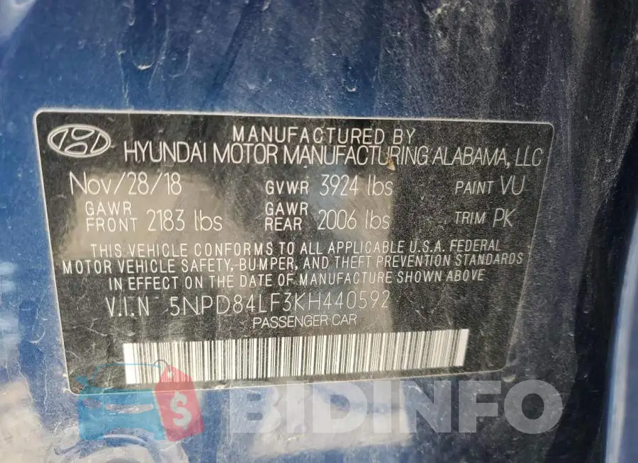 5NPD84LF3KH440592 Photo# 12