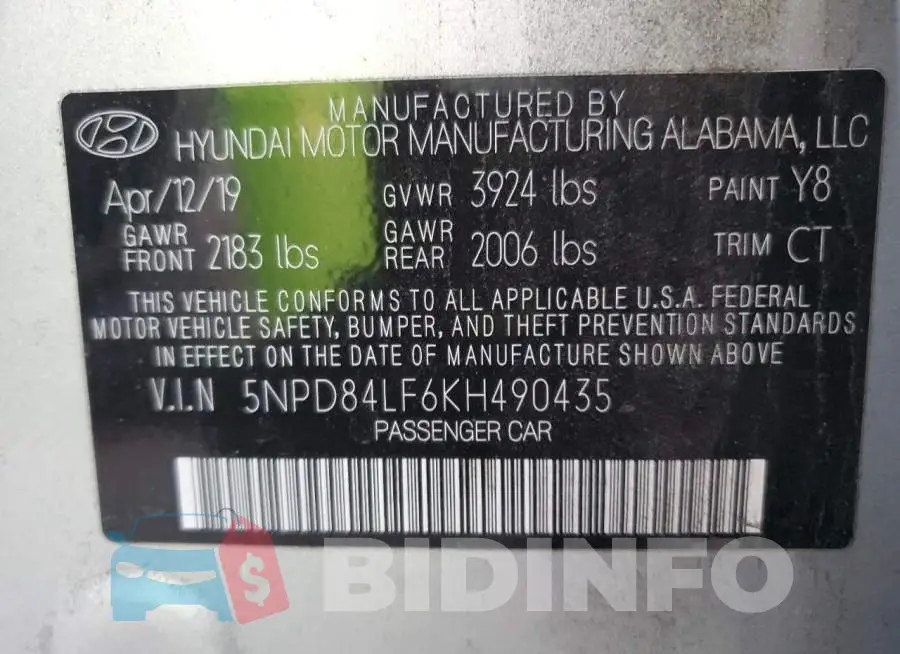 5NPD84LF6KH490435 Photo# 12