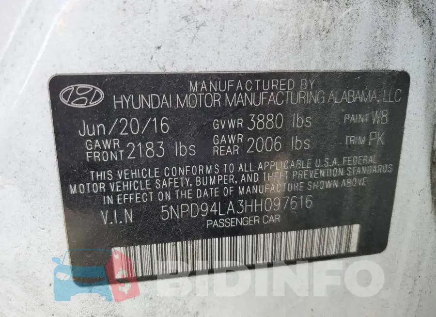 5NPD94LA3HH097616 Photo# 12