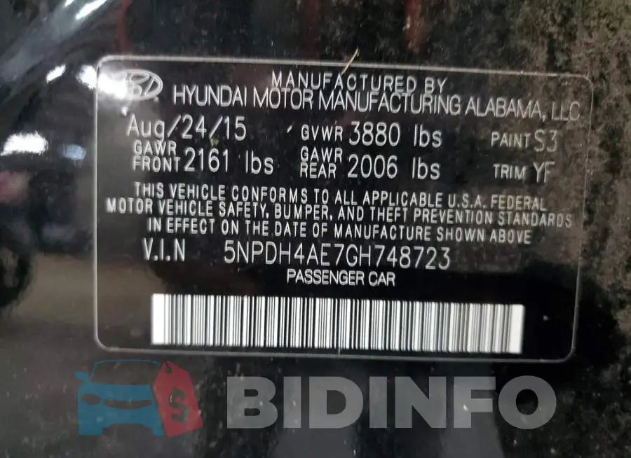 5NPDH4AE7GH748723 Photo# 12