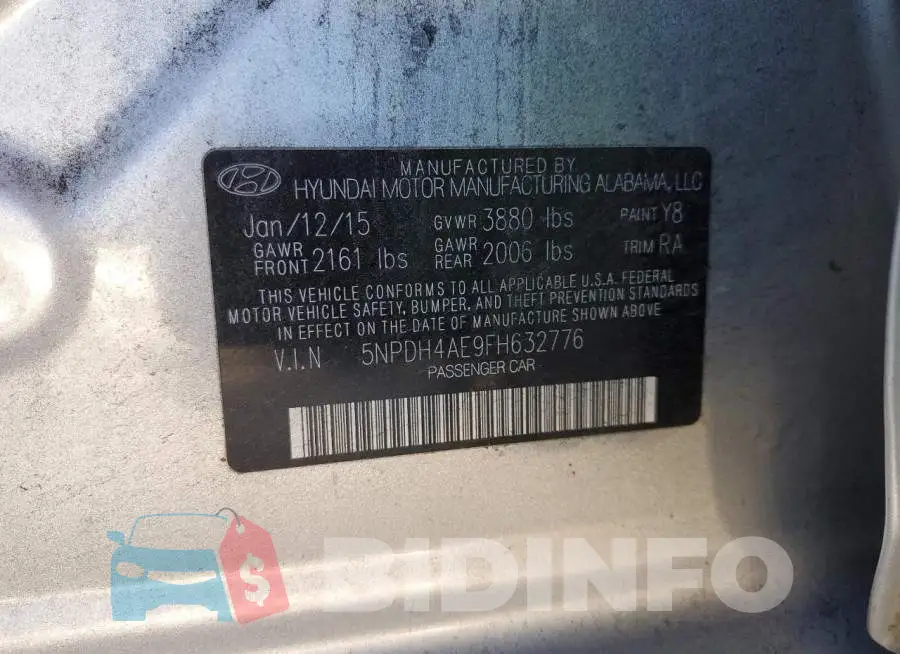 5NPDH4AE9FH632776 Photo# 12