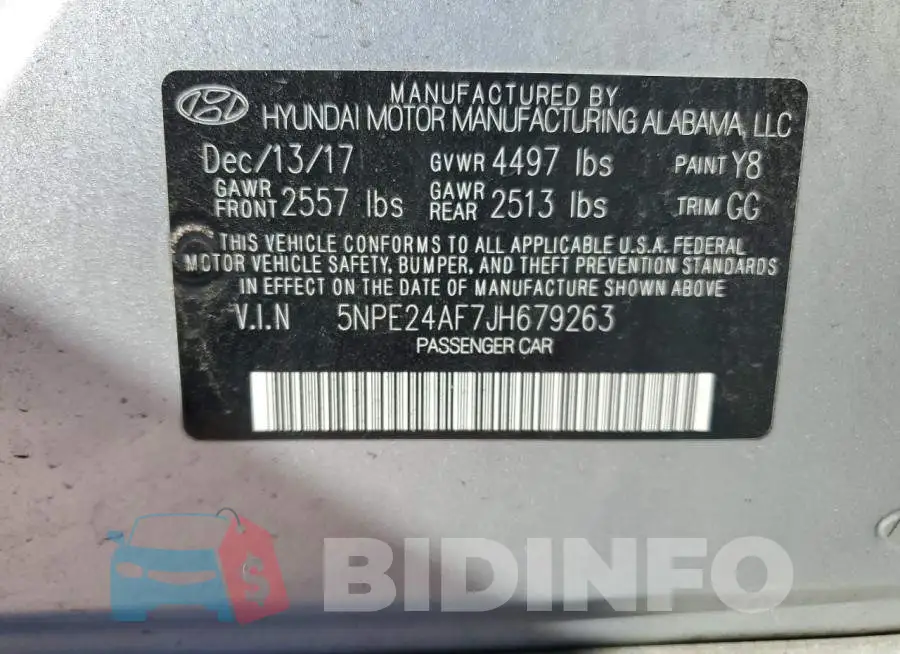 5NPE24AF7JH679263 Photo# 12