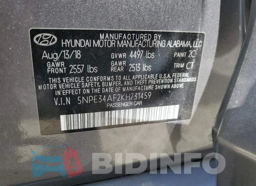 5NPE34AF2KH731459 Photo# 12