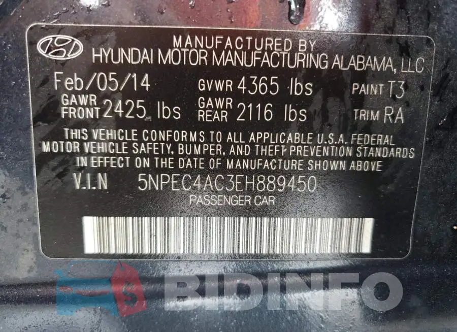 5NPEC4AC3EH889450 Photo# 12