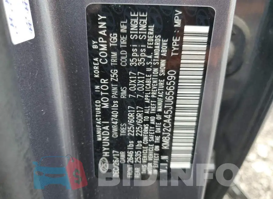 KM8J2CA45JU656590 Photo# 12