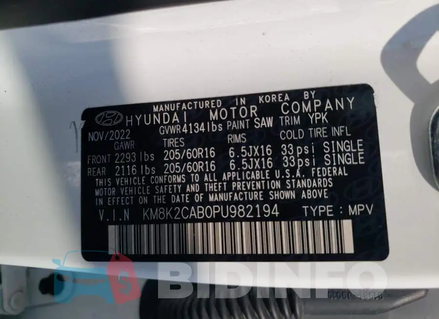 KM8K2CAB0PU982194 Photo# 13