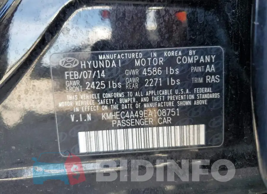 KMHEC4A49EA108751 Photo# 12