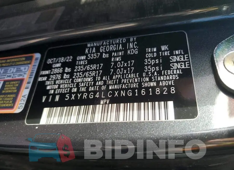 5XYRG4LCXNG161828 Photo# 13