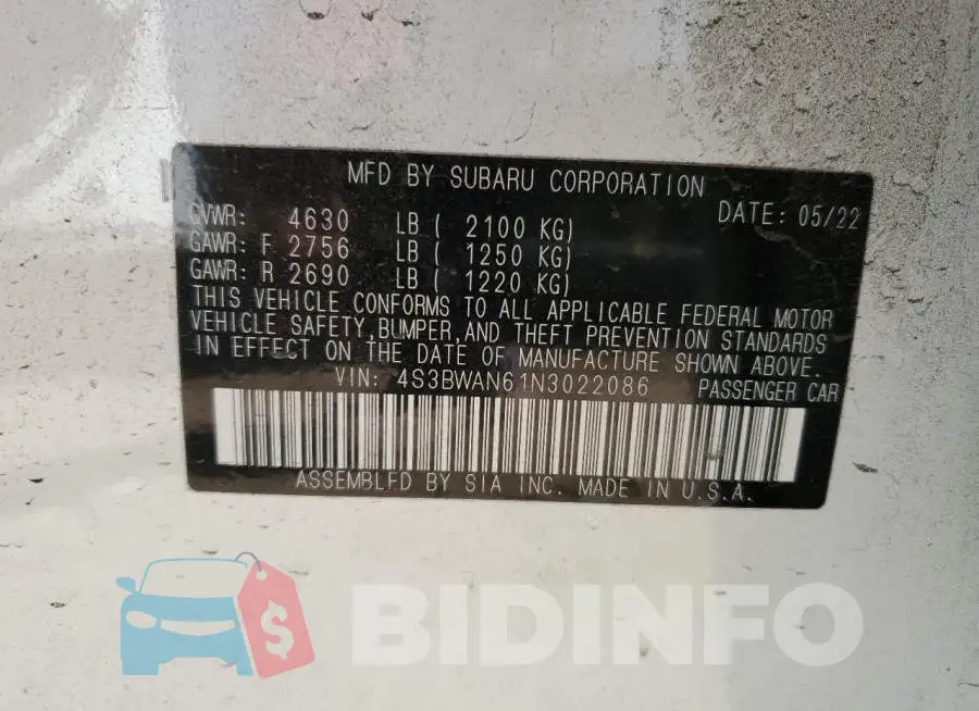 4S3BWAN61N3022086 Photo# 12