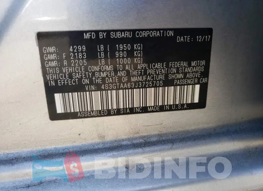 4S3GTAA63J3725705 Photo# 12