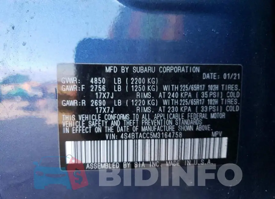 4S4BTACC5M3164758 Photo# 13