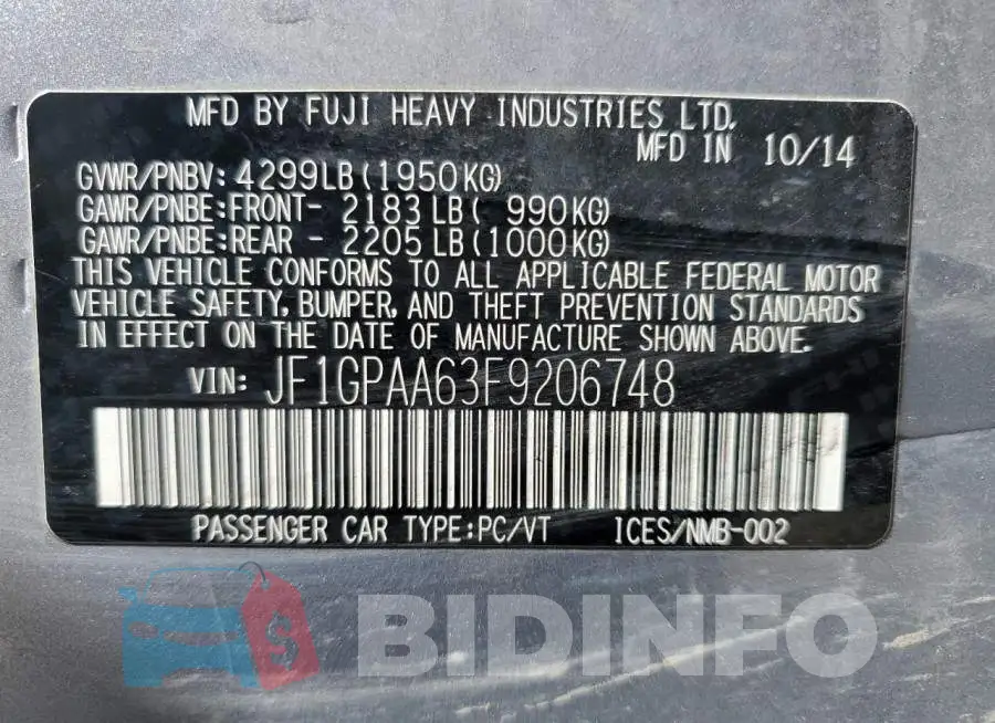JF1GPAA63F9206748 Photo# 12