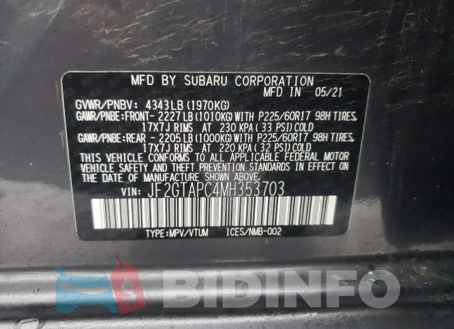 JF2GTAPC4MH353703 Photo# 14