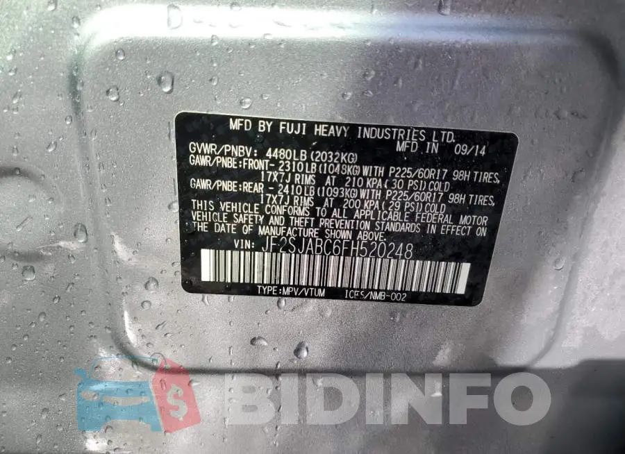 JF2SJABC6FH520248 Photo# 14