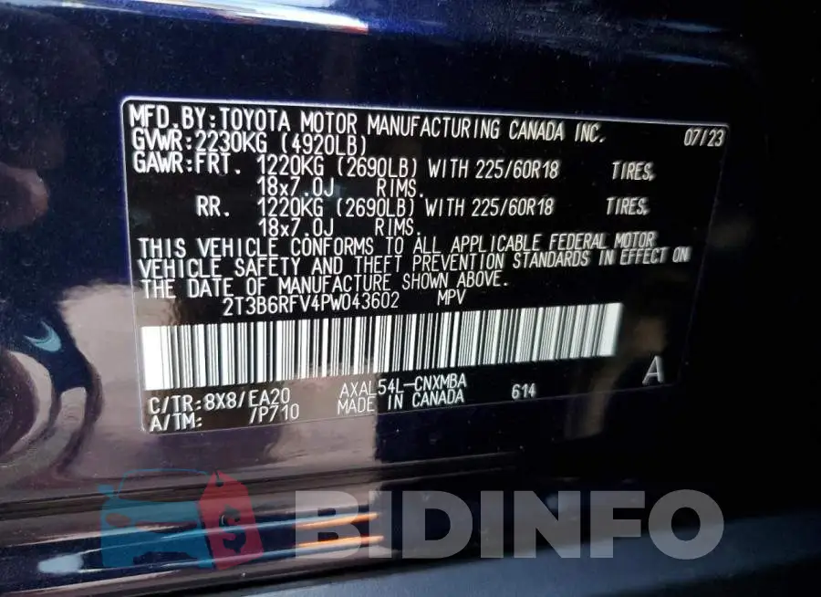 2T3B6RFV4PW043602 Photo# 13