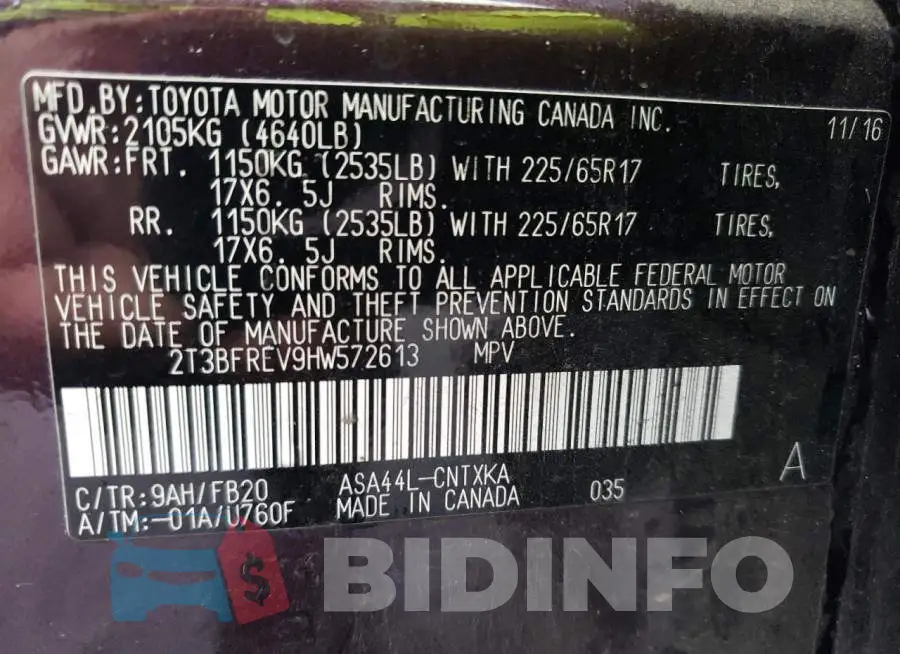 2T3BFREV9HW572613 Photo# 12
