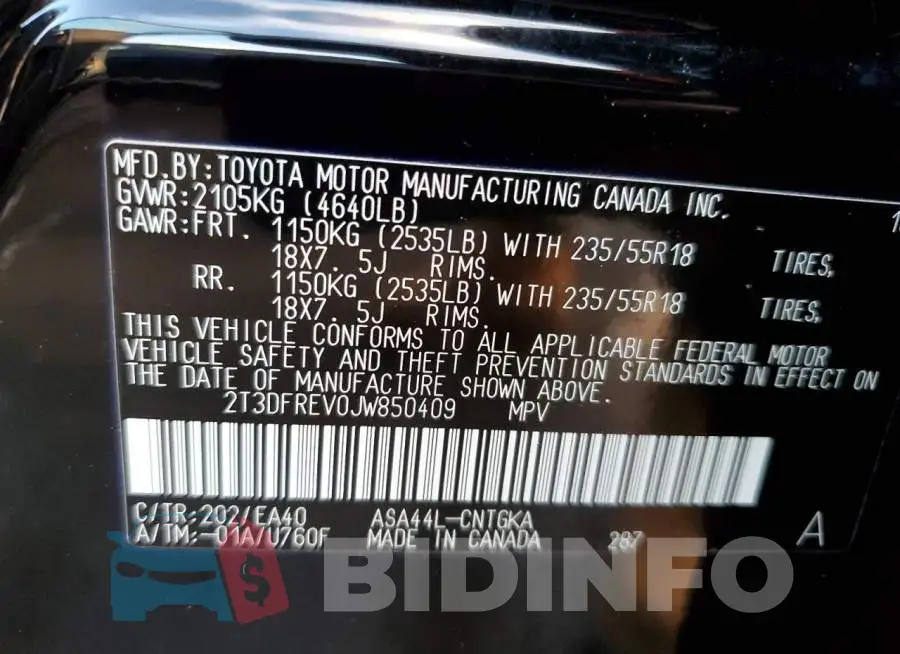 2T3DFREV0JW850409 Photo# 13