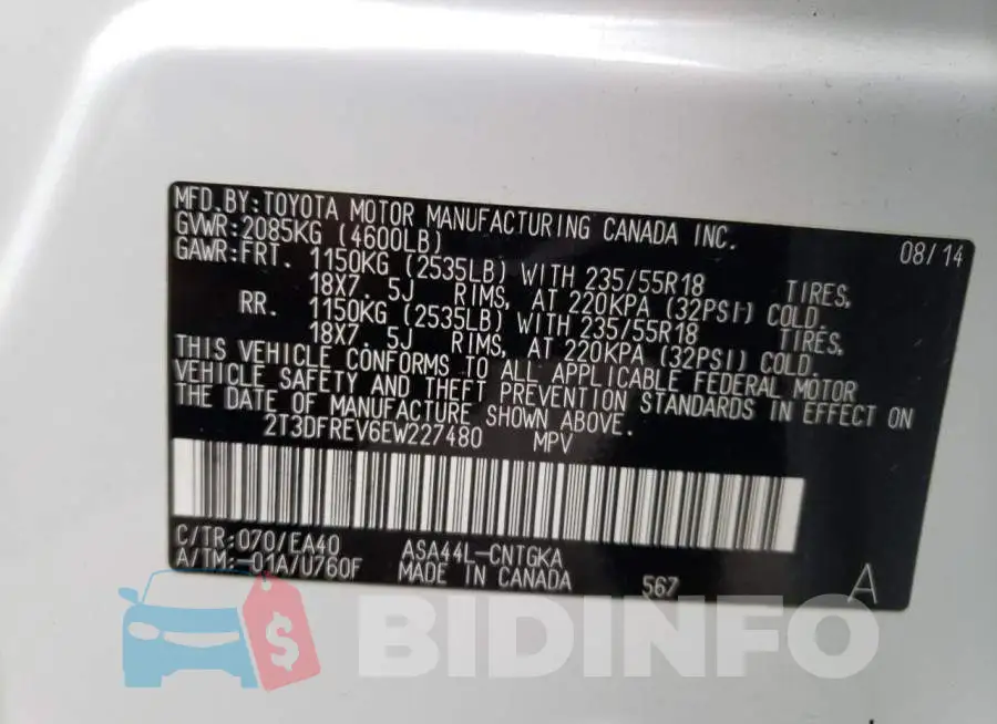 2T3DFREV6EW227480 Photo# 13