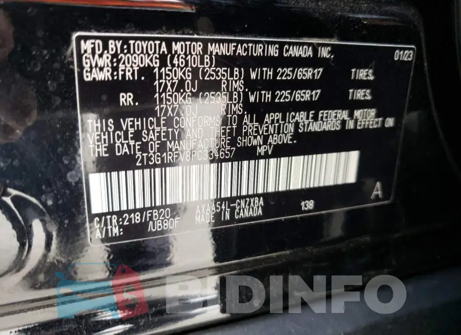 2T3G1RFV8PC334657 Photo# 13