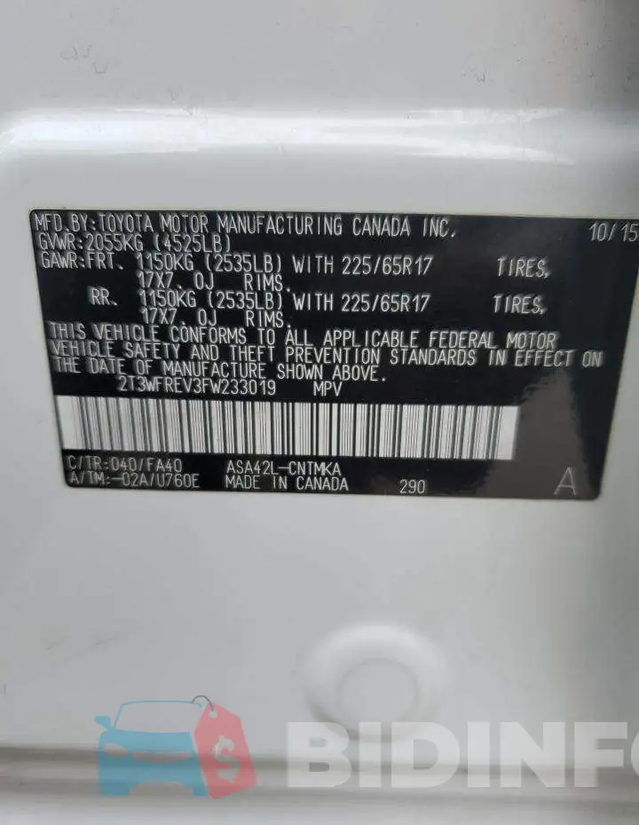 2T3WFREV3FW233019 Photo# 13