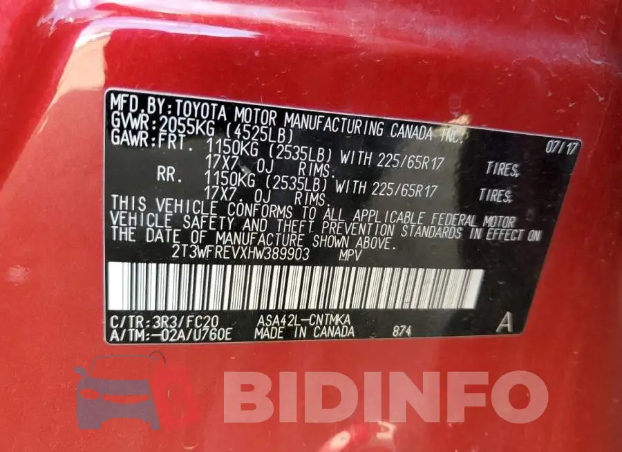 2T3WFREVXHW389903 Photo# 12