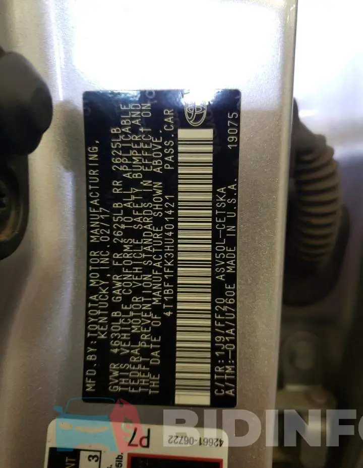 4T1BF1FK3HU401421 Photo# 13