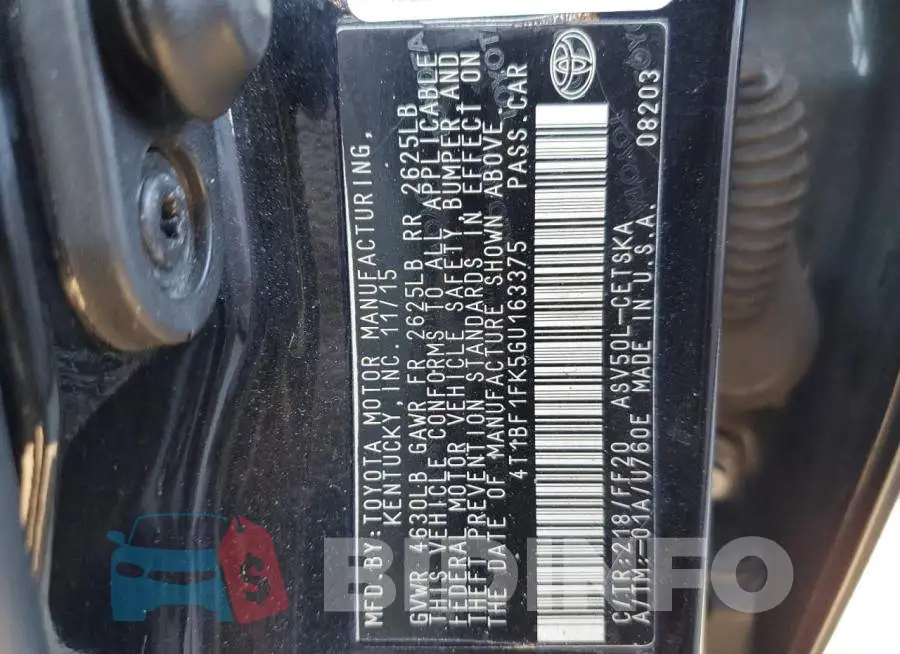 4T1BF1FK5GU163375 Photo# 12