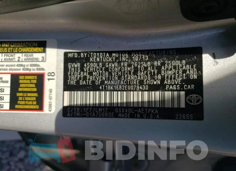 4T1BK1EB2EU079430 Photo# 12