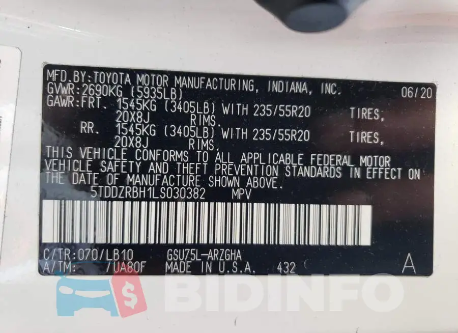 5TDDZRBH1LS030382 Photo# 14